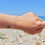 Thumbnail: Cord A mother-of-pearl freshwater pearl pink small bracelet / anklet