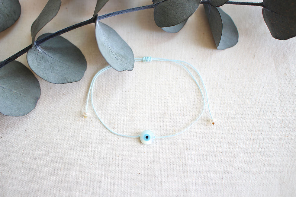 Kordel Perlmutt Süßwasserperle Evil Eye Armband/Fußkette