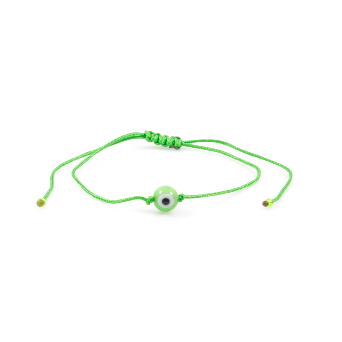 Cord Evil Eye Light Green Round Bead Bracelet / Anklet