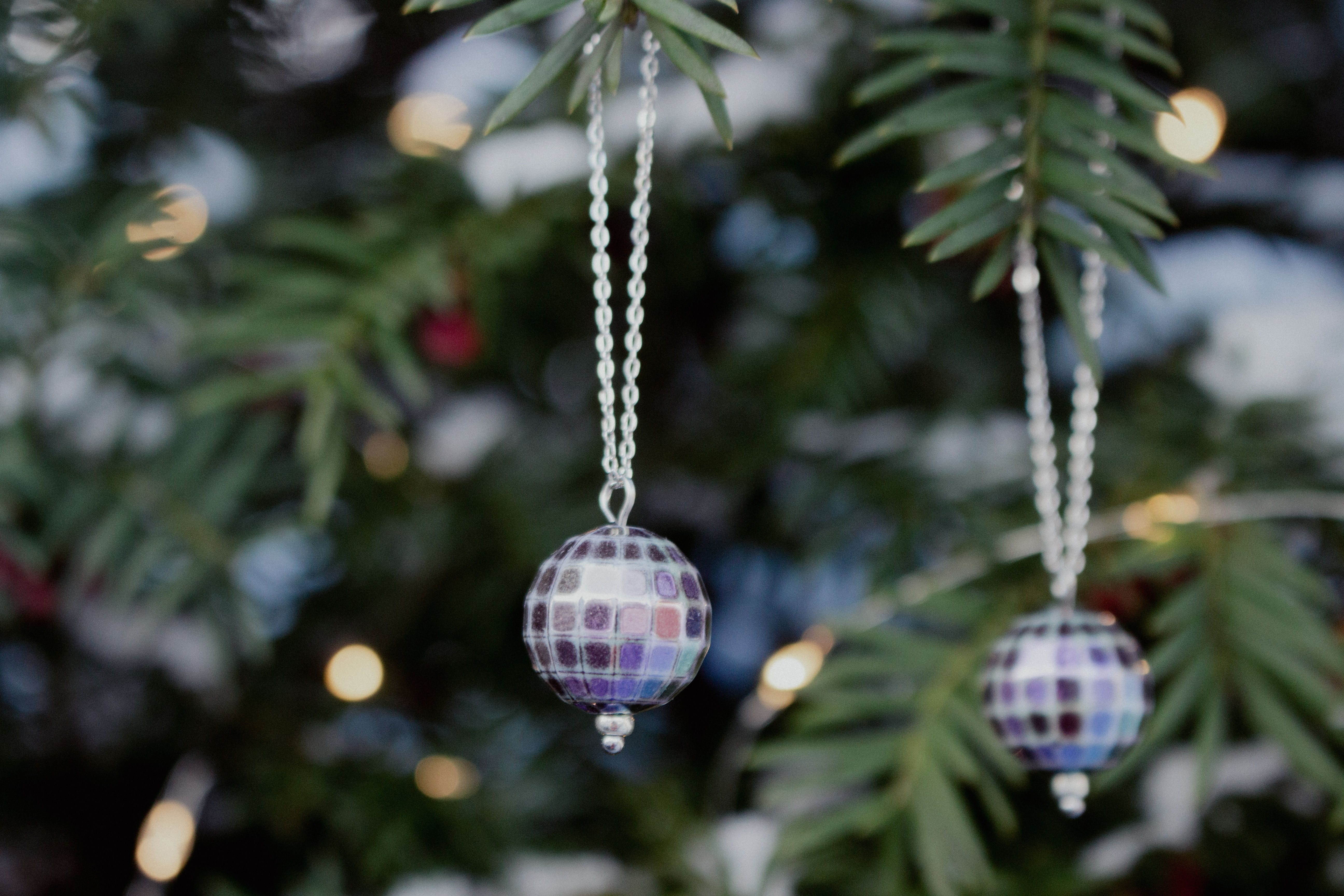 Christmas tree decoration black disco ball