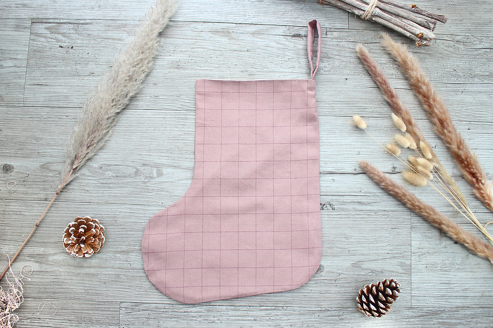 Verschiedene Größen Nikolaus Stiefel Leinen Karo Rauchrosa - hannisch