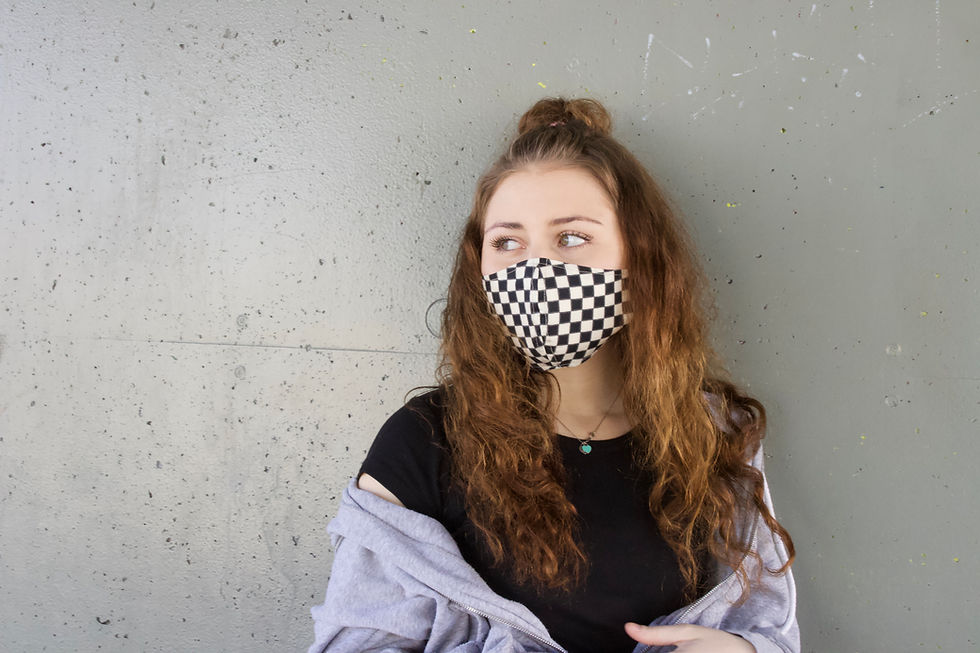 Schwarz Beige Kariert Maske- hannisch