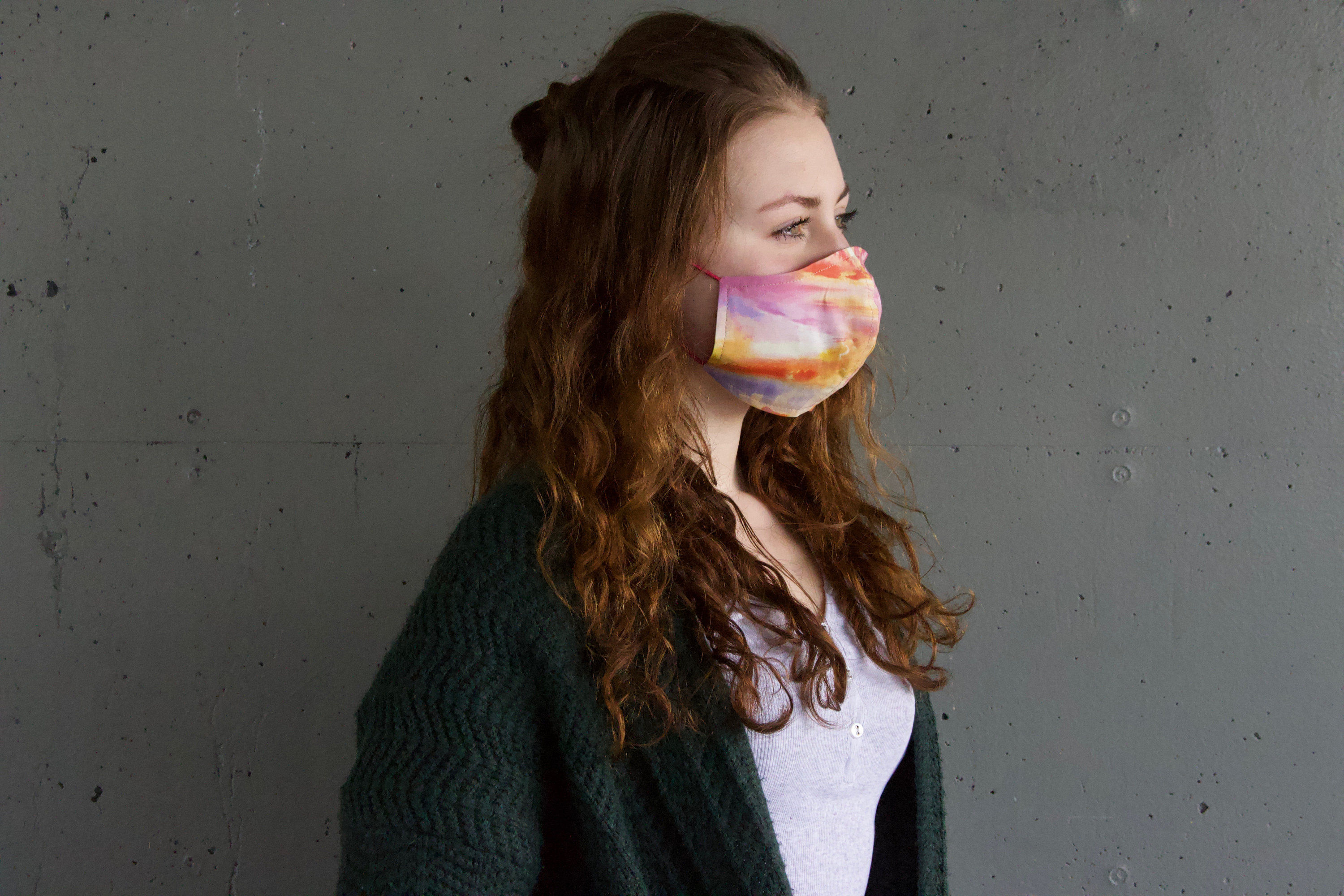 Sonnenuntergang Wolken Orange Pink Baumwolle Maske- hannisch