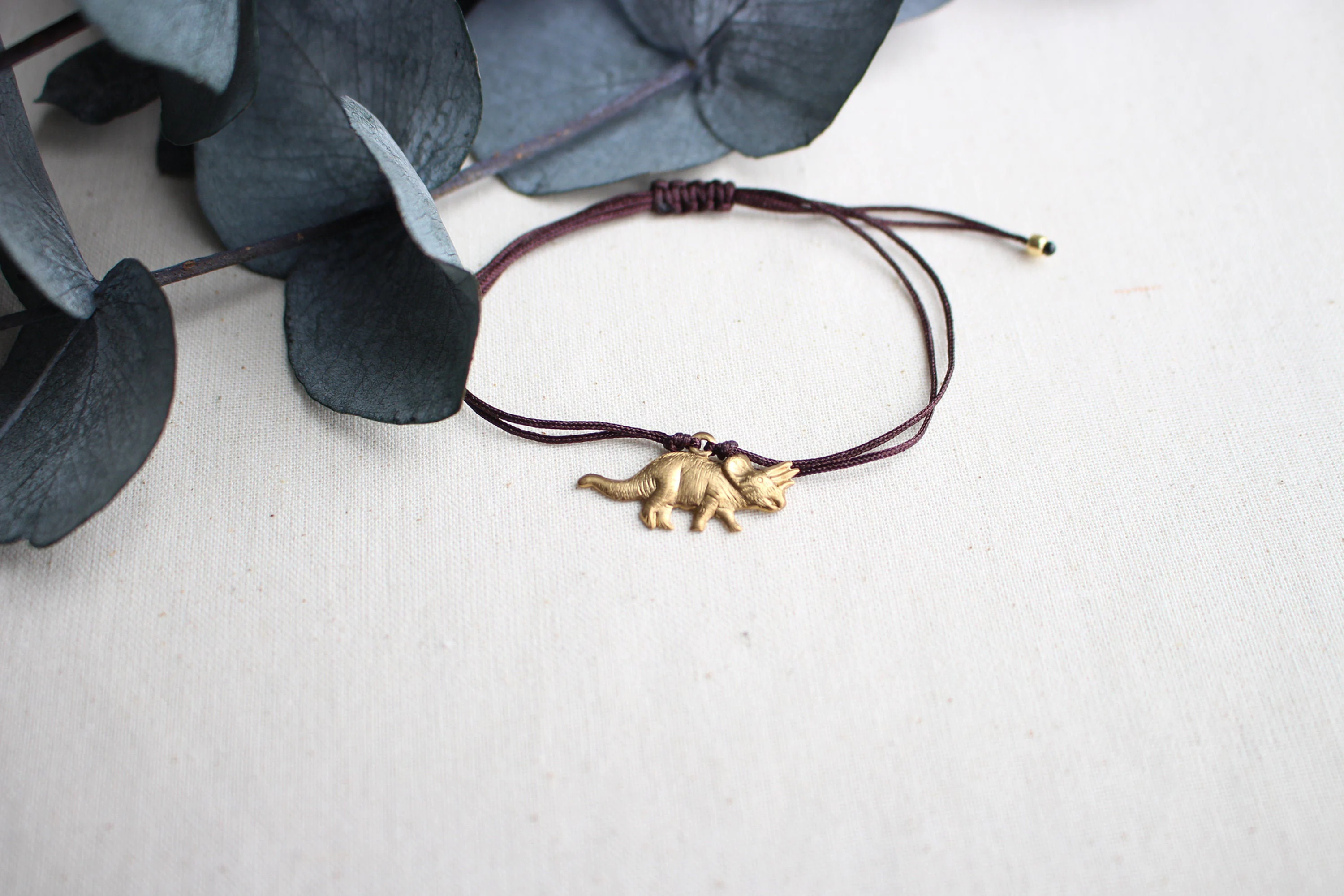 Cord Triceratops Gold Bracelet/Anklet