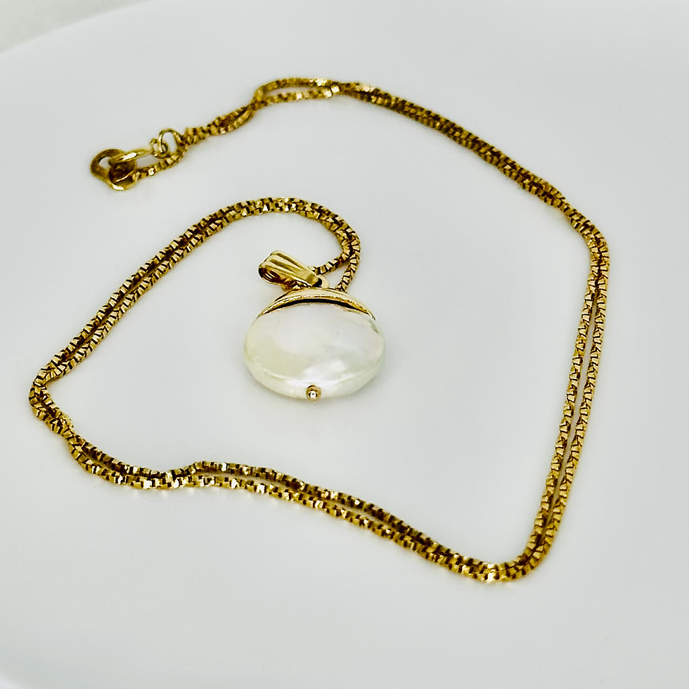 Thumbnail: 14kt Coin Pearl Ring and Necklace Set