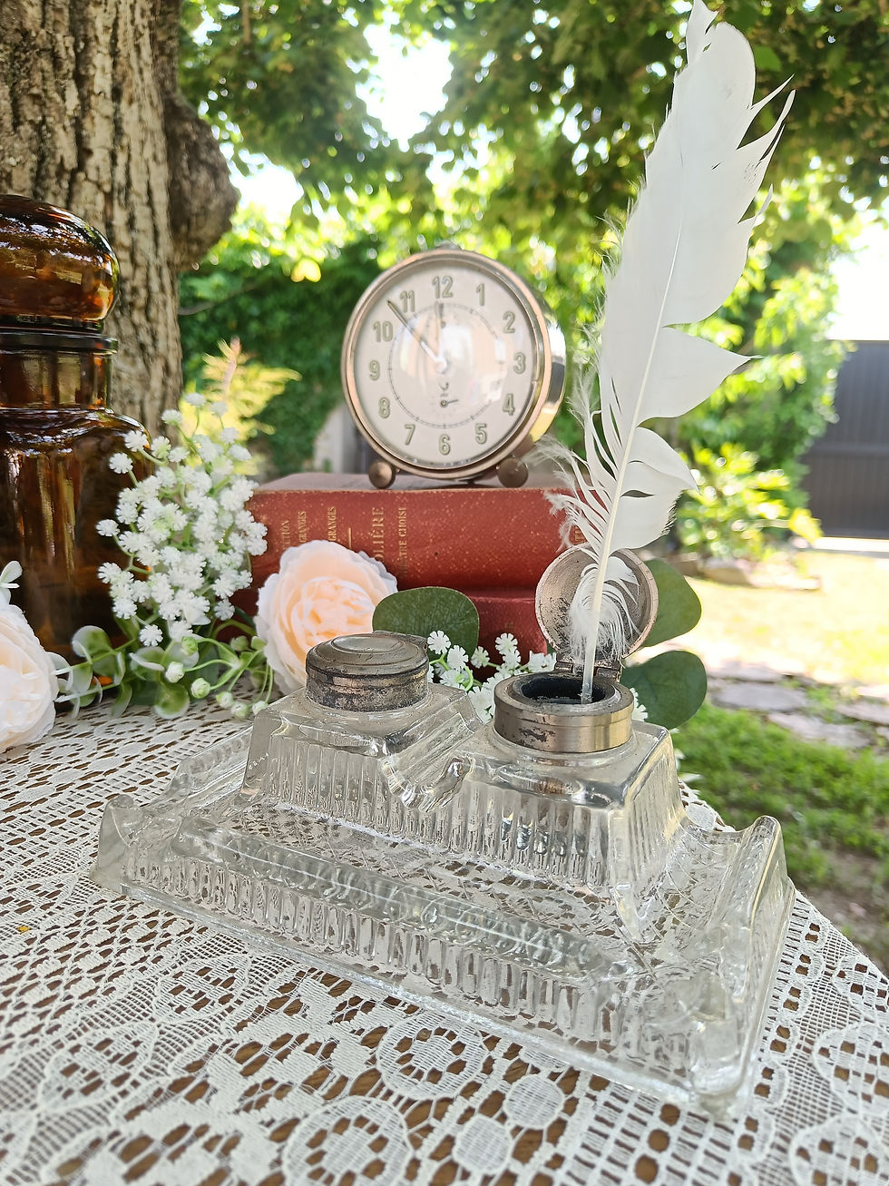 Miniature : encrier vintage avec plume pour urne mariage