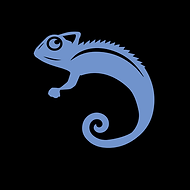 text that reads "Mascot Stoney Jr. Blue Cartoon Chameleon"