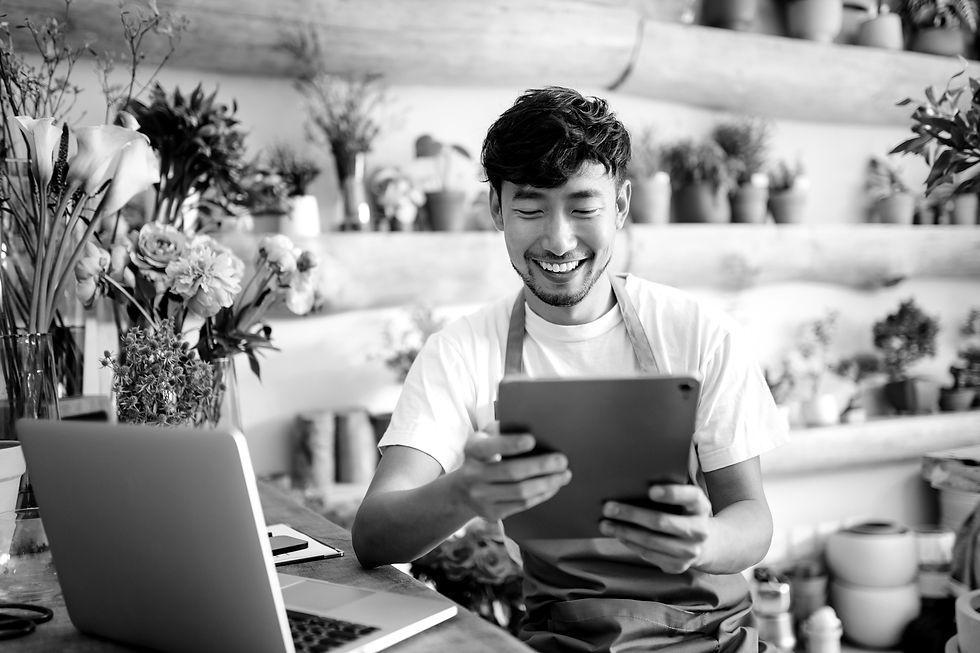 Florist Using Tablet