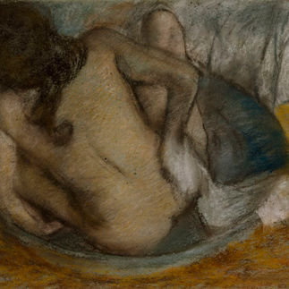 Woman in a tub pastel painting