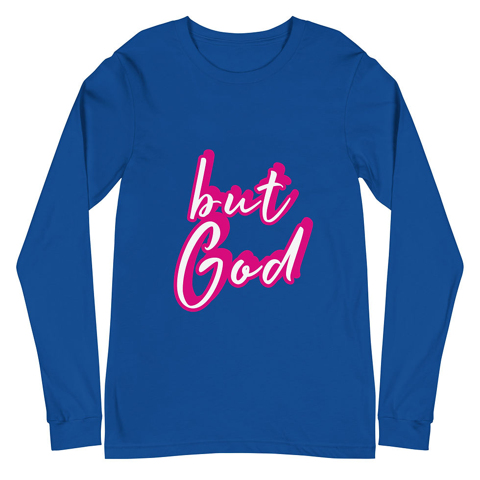 Thumbnail: But God (Pink) Unisex Long Sleeve Tee