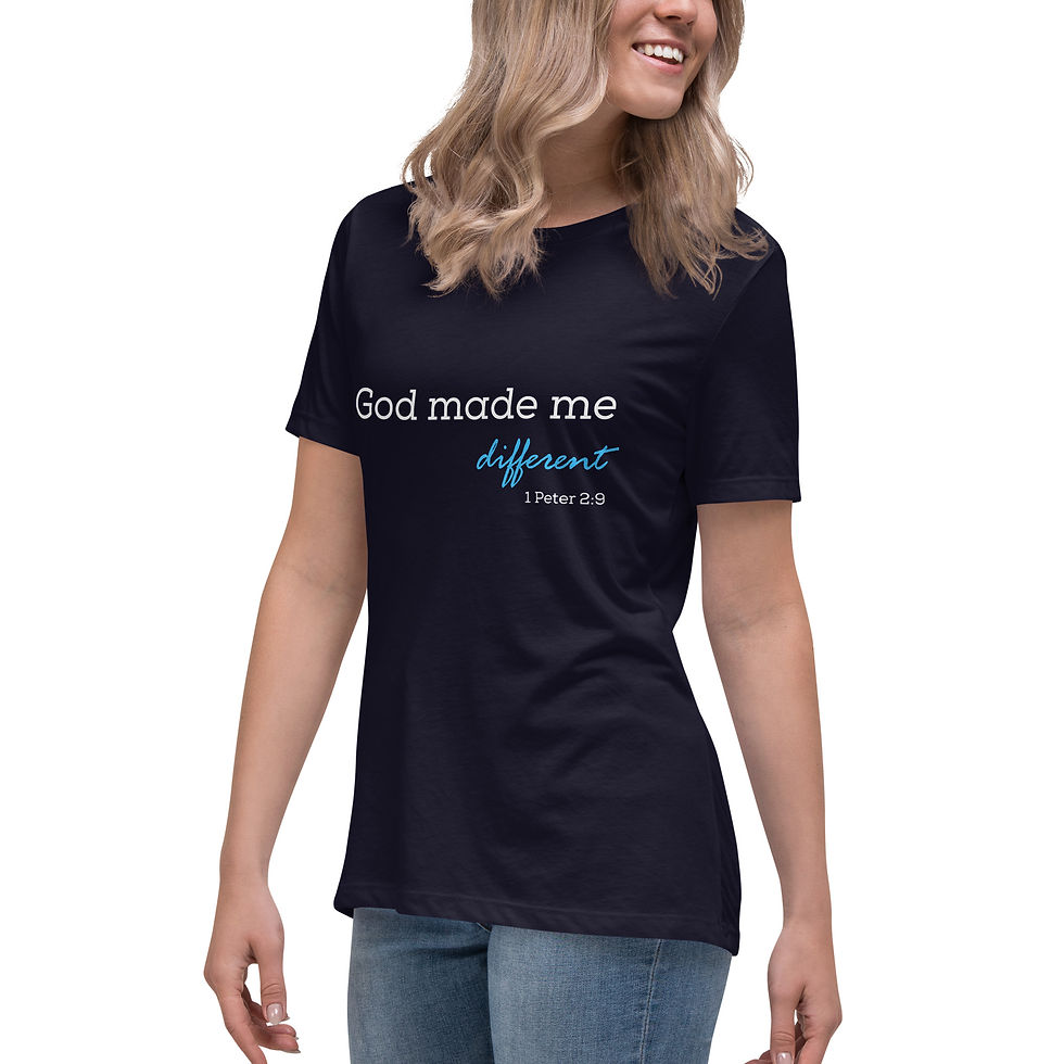 Thumbnail: God Made Me Different (Blue) Relaxed T-Shirt copy