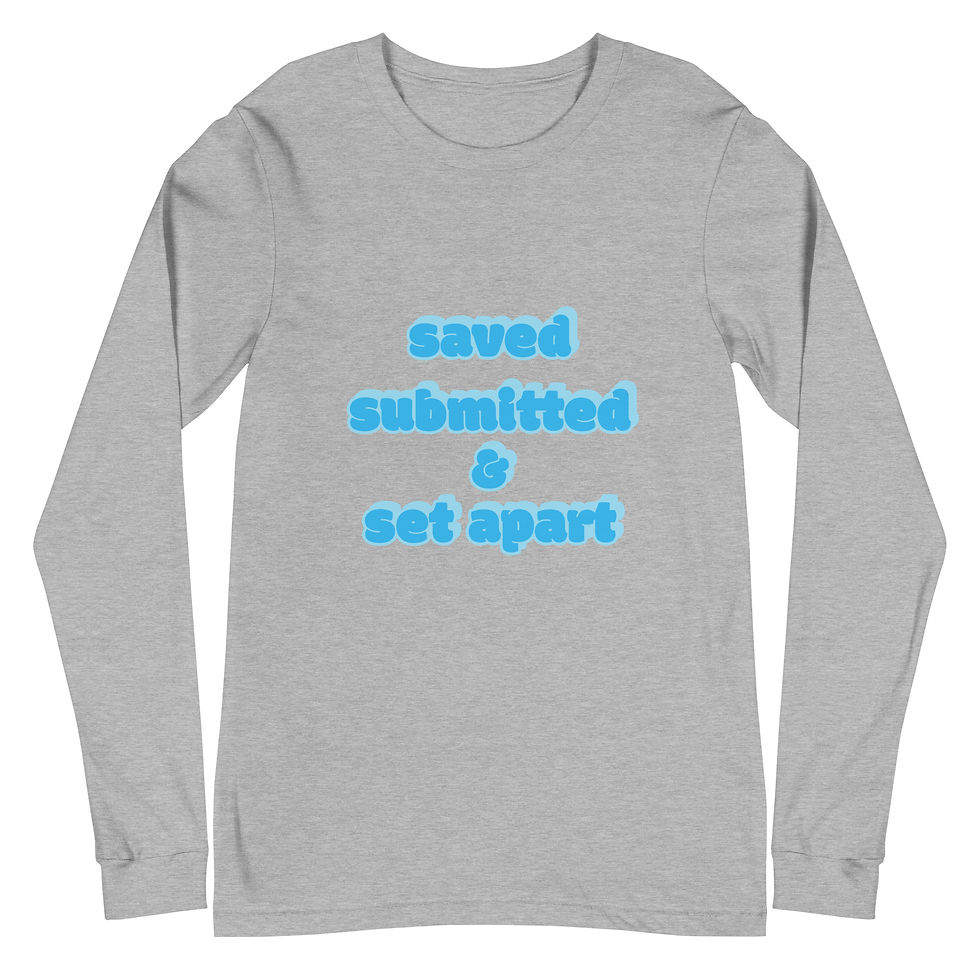 Thumbnail: Saved, Submitted, and Set Apart (Blue) Unisex Long Sleeve Tee