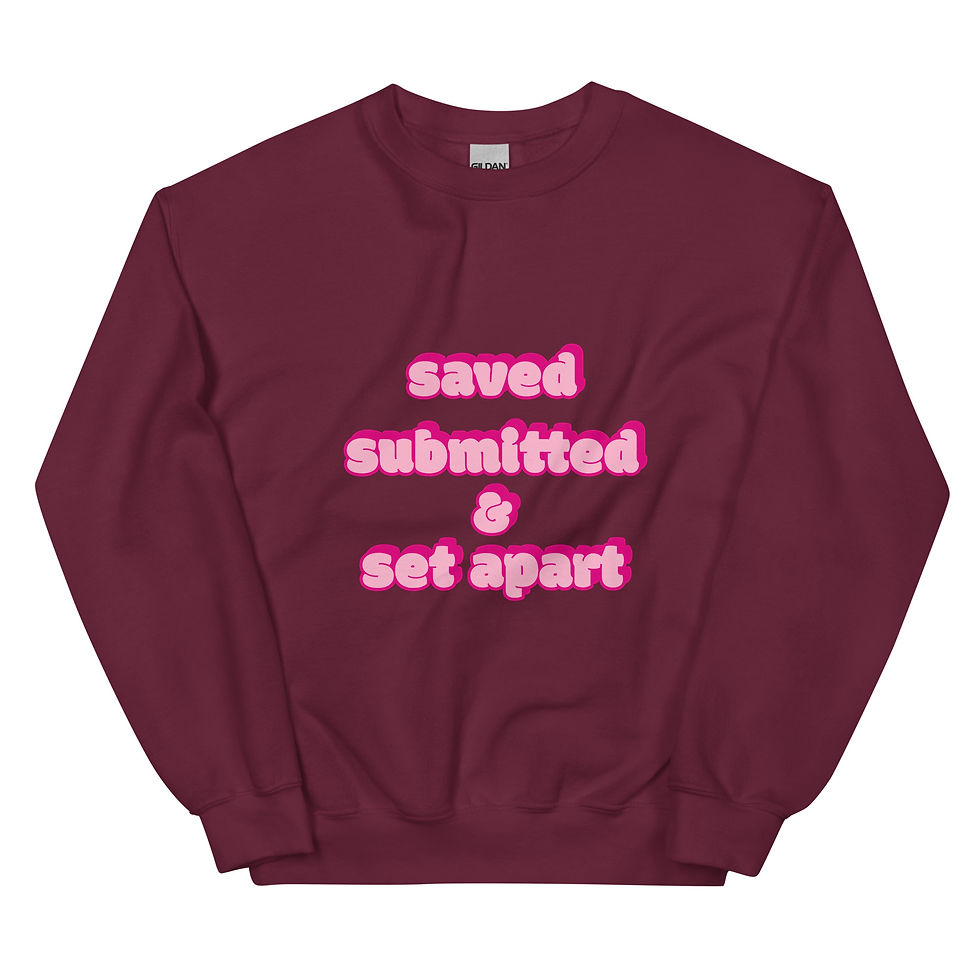 Thumbnail: Saved, Submitted, and Set Apart (Pink) Unisex Sweatshirt