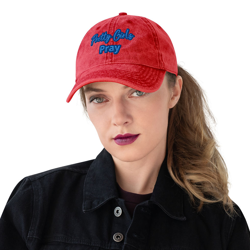 Thumbnail: Pretty Girls Pray (Blue) Vintage Cotton Twill Cap