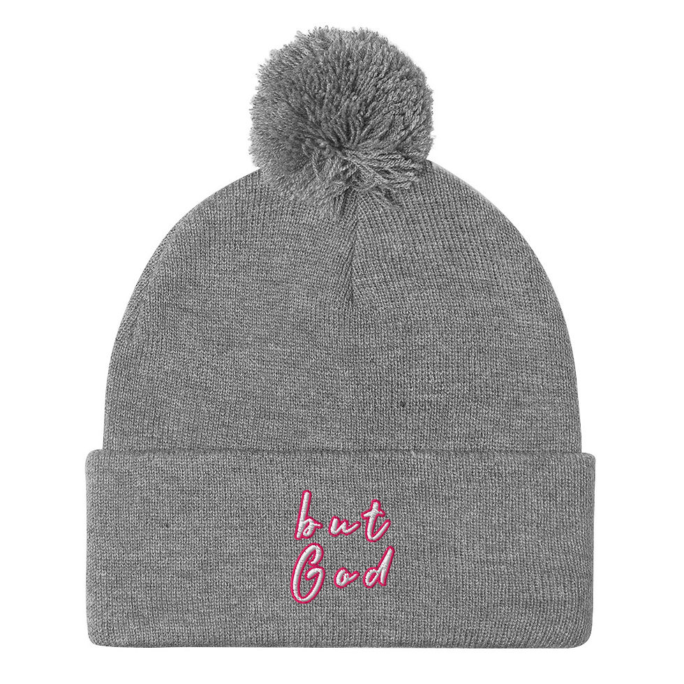 Thumbnail: But God (Pink) Pom-Pom Beanie