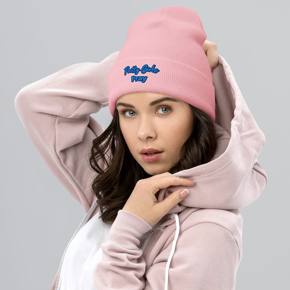 Thumbnail: Pretty Girls Pray (Blue) Cuffed Beanie copy