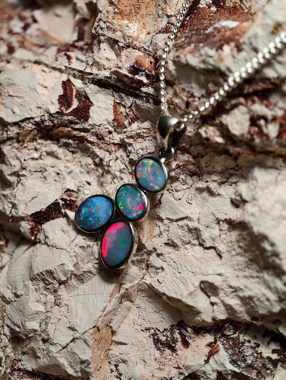 Thumbnail: Doublet opal pendant- 925 sterling silver 