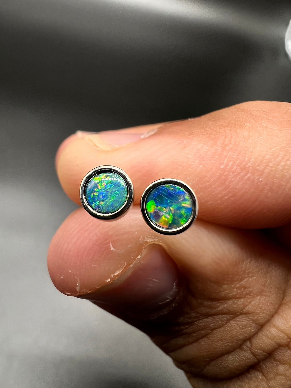 Thumbnail: Doublet opal earrings - 925 sterling silver 