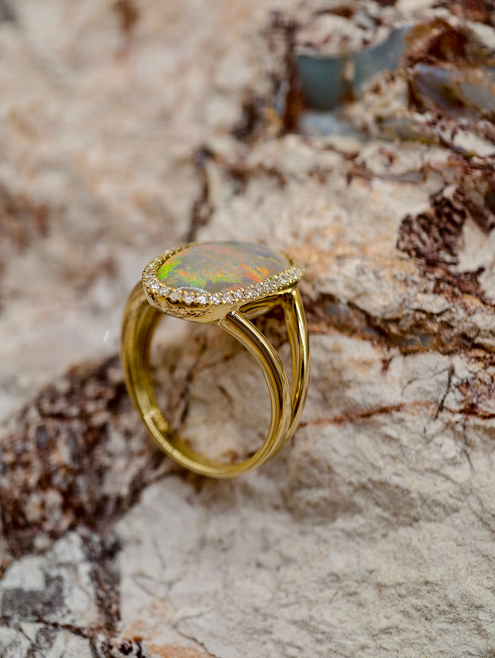 Thumbnail: solid dark crystal opal ring- size: 9