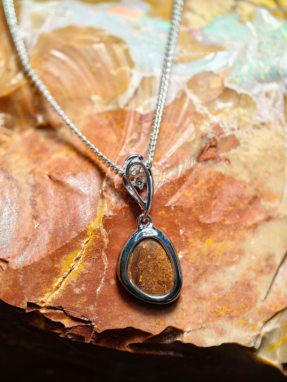 Thumbnail: Doublet opal pendant- 925 sterling silver 