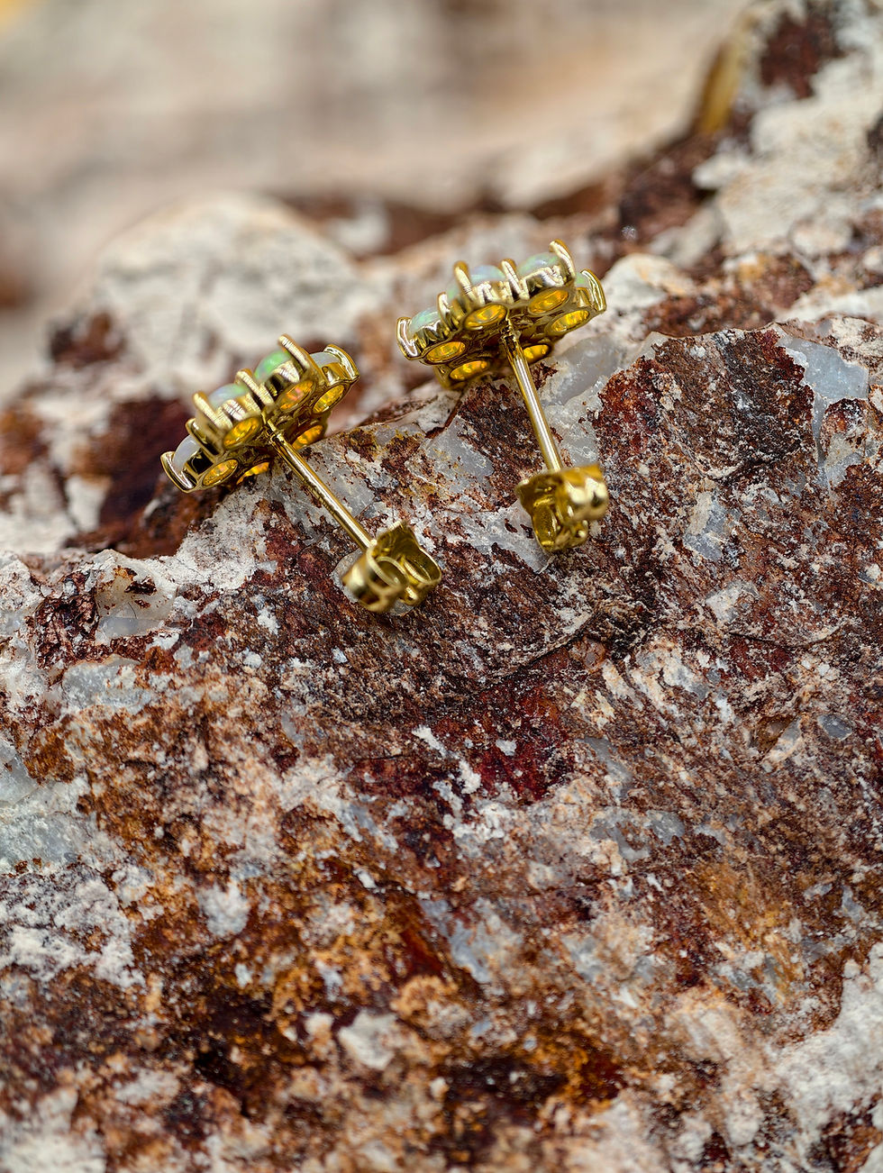 Thumbnail: crystal opal earrings-  14ky gold