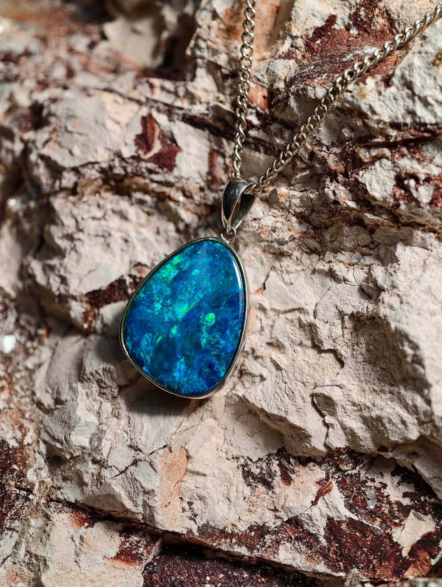 Large doublet opal pendant- 925 sterling silver