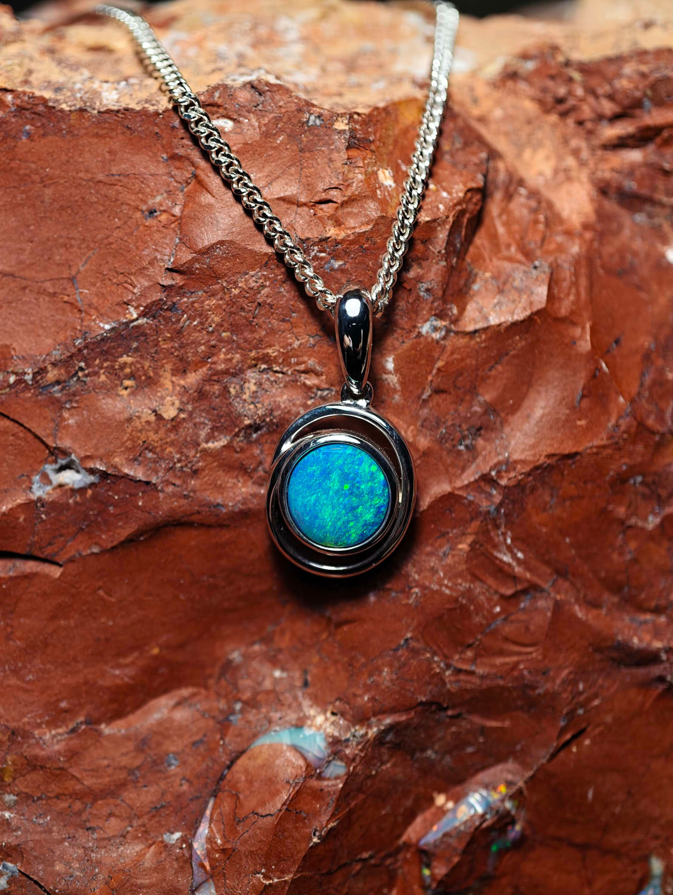 doublet opal pendant 925 sterling silver