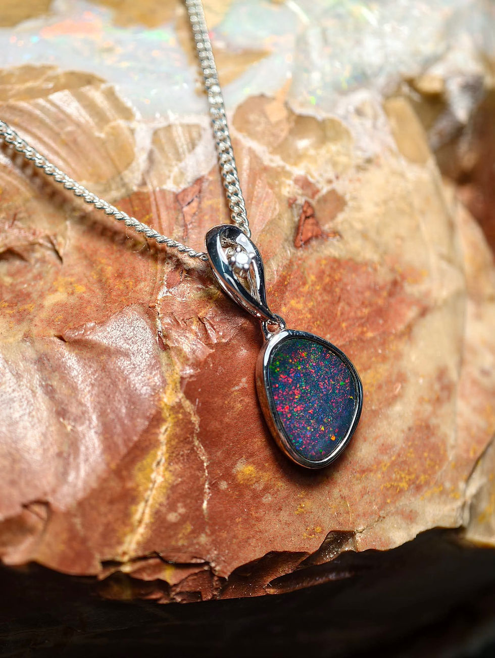 Thumbnail: Doublet opal pendant- 925 sterling silver 