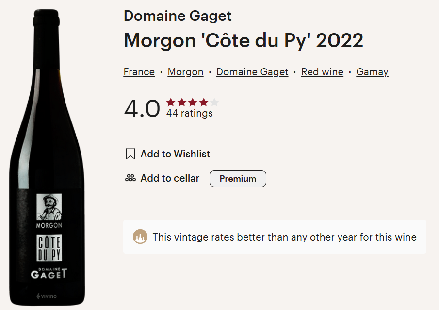 Domaine Gaget 2022 Cote du Py Morgon