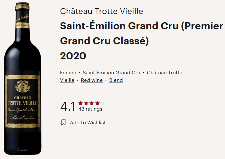 Chateau Trotte Vieille 2020 Red Blend St Emilion Premier Grand Cru Classe