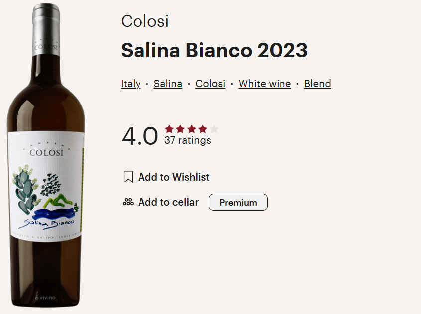 Colosi 2023 Salina Bianco Sicily