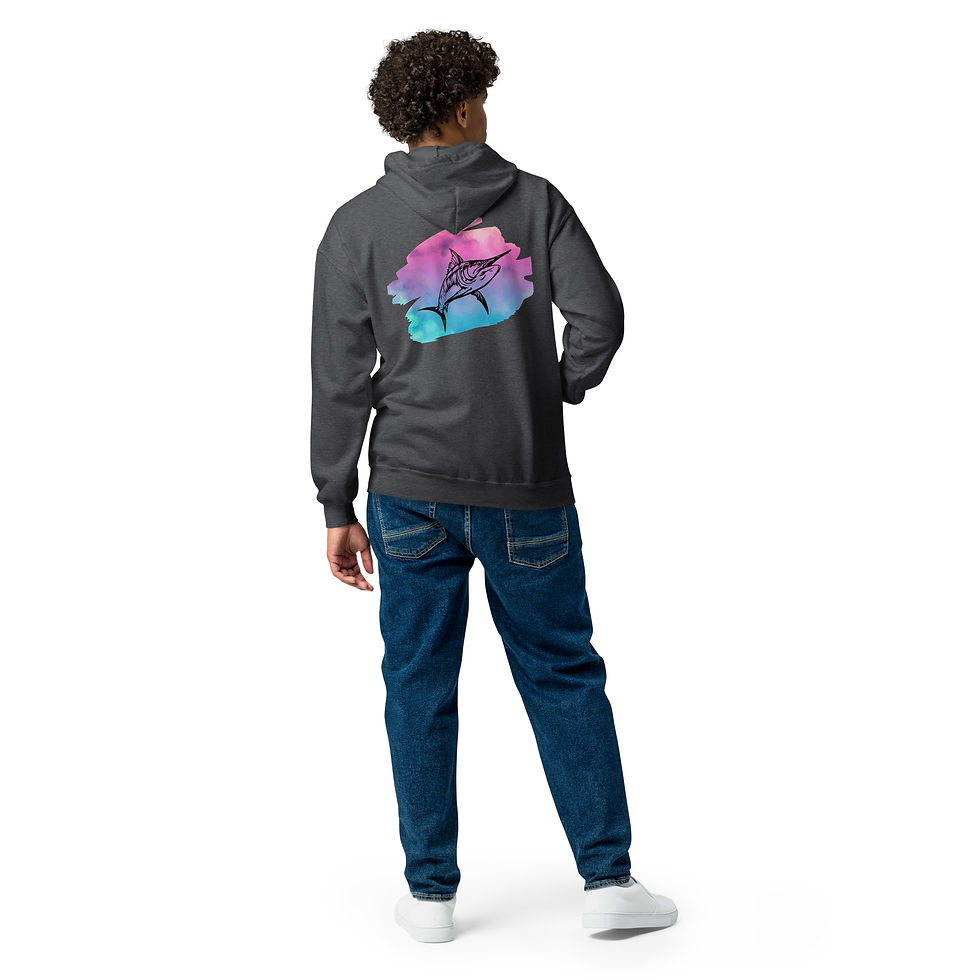 Thumbnail: Watercolor Marlin Unisex heavy blend zip hoodie