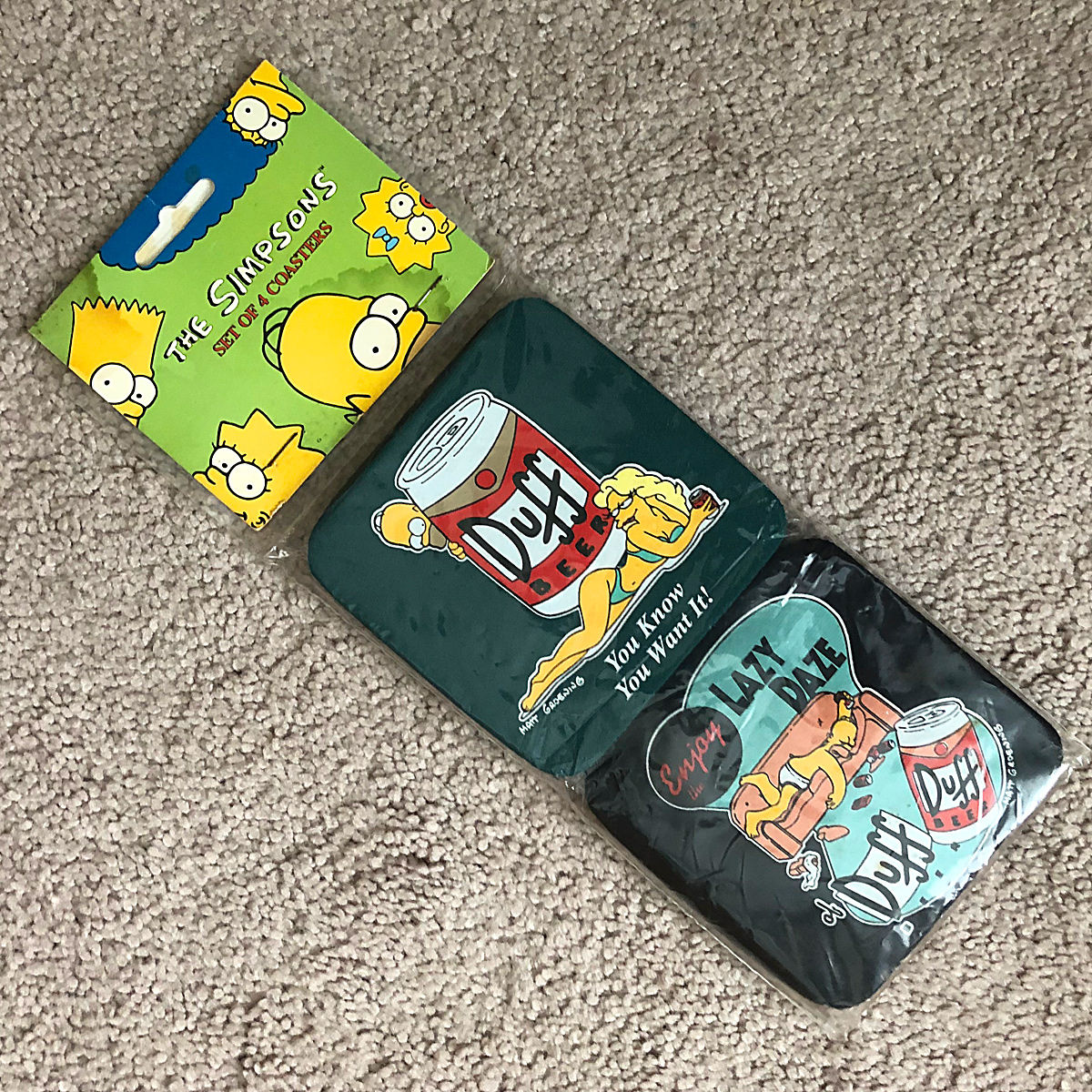 Duff Beer Soft Coasters - Australian - 1996 - 4 Pack