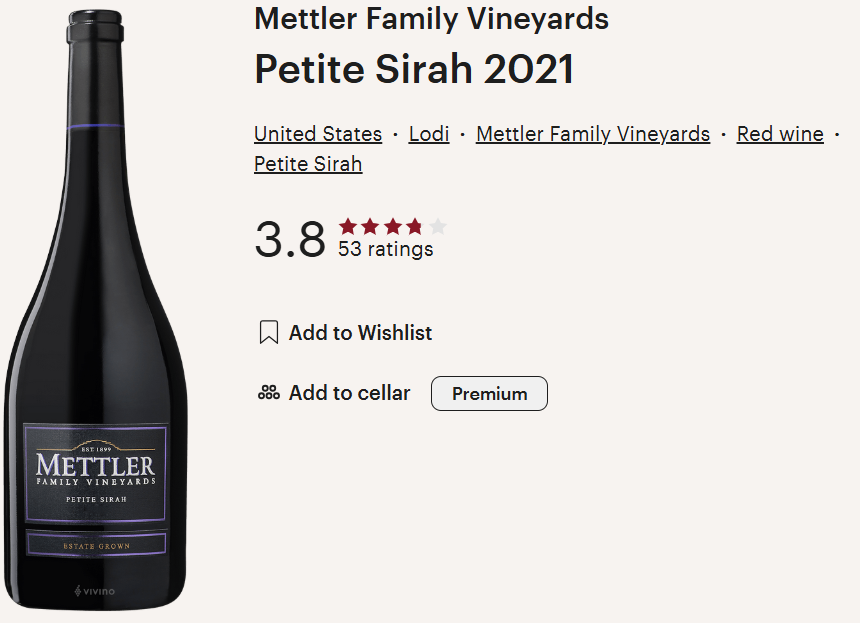 Mettler Family Vineyards 2021 Estate Grown Petite Sirah
