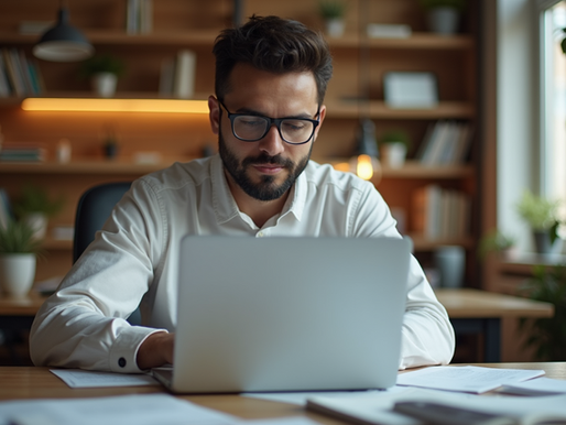 A small business owner managing his social media