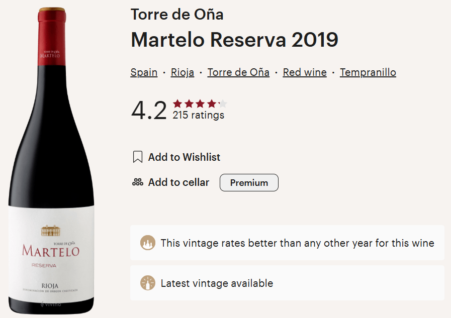 Torre de Ona by La Rioja Alta 2019 Finca Martelo Rioja Reserva