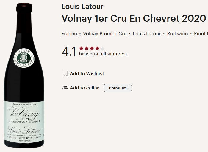 Louis Latour 2020 Volnay 1er Cru En Chevret