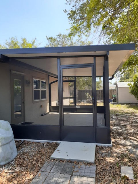 Bishop's Aluminum Enclosures, Pool Cages, Lanai Enclosures, Screened Front Entry, Screen Doors, ReScreen, Vinyl & Acrylic Windows, Concrete Pavers, Sarasota Pool Cage Enclosures