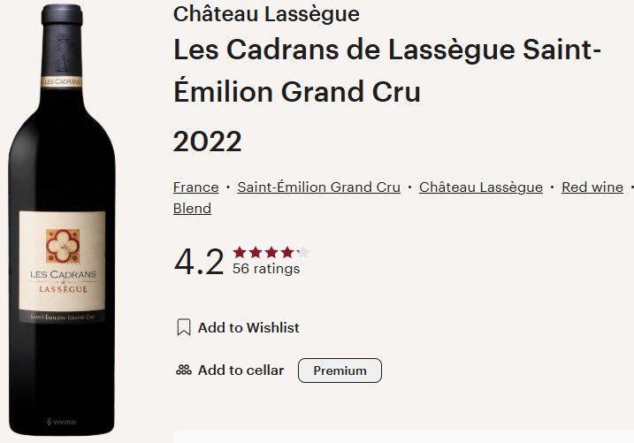 Les Cadrans de Lassegue 2022 St. Emilion Grand Cru
