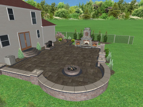 Mersa Landscape Design, 3D Designs, residential landscape design, patios, walkways, natural stone hardscapes, retaining walls, ponds, waterfalls, new lawns, outdoor structures, outdoor kitchens, fireplaces & fire pits
