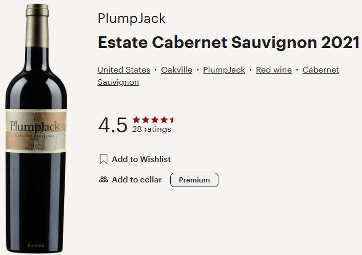 PlumpJack Winery 2021 Estate Cabernet Sauvignon