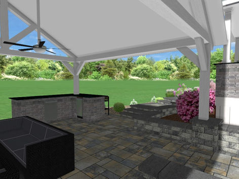 Mersa Landscape Design, 3D Designs, residential landscape design, patios, walkways, natural stone hardscapes, retaining walls, ponds, waterfalls, new lawns, outdoor structures, outdoor kitchens, fireplaces & fire pits