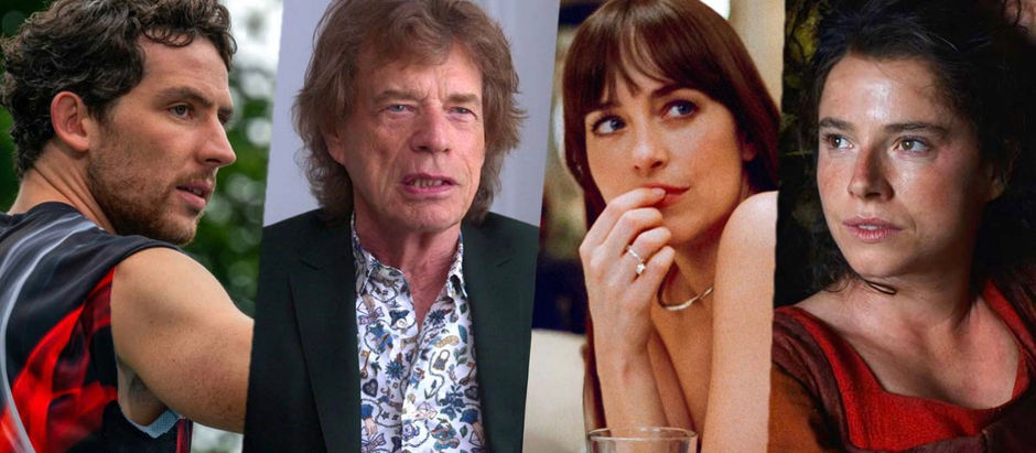 Dakota Johnson, Saoirse Ronan, Jessie Buckley, Josh O’Connor et Mick Jagger en noir et blanc