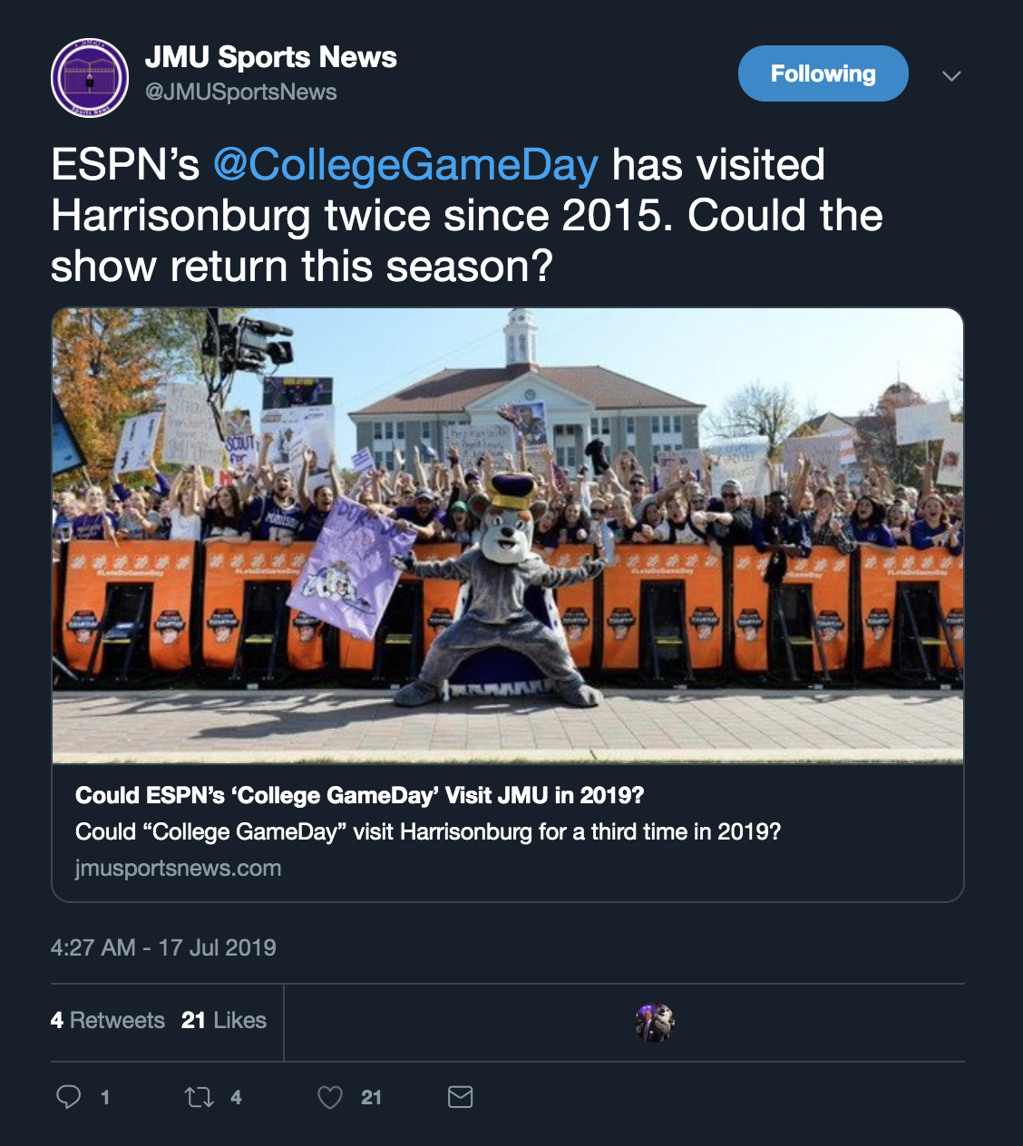 Gameday return?
