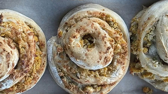 Olives and Chickpeas Focaccia Swirls