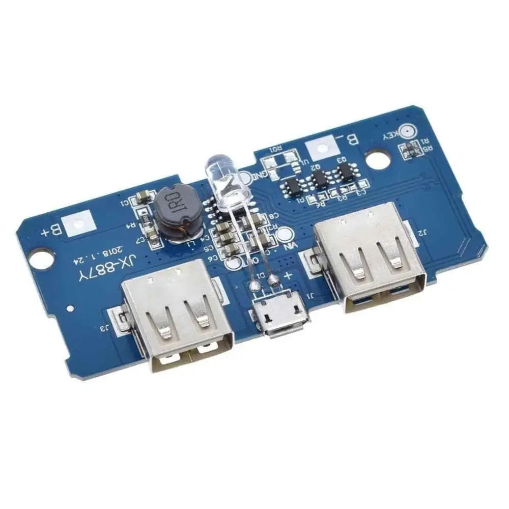 3.7V to 5V 2A Dual Micro USB Power Bank DIY 18650 LiPo