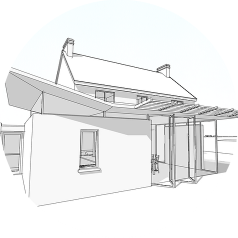 Computer visualisation of proposed design for home extension.