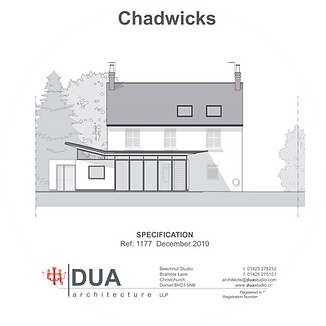 Cover page of specification document for proposed home extension.