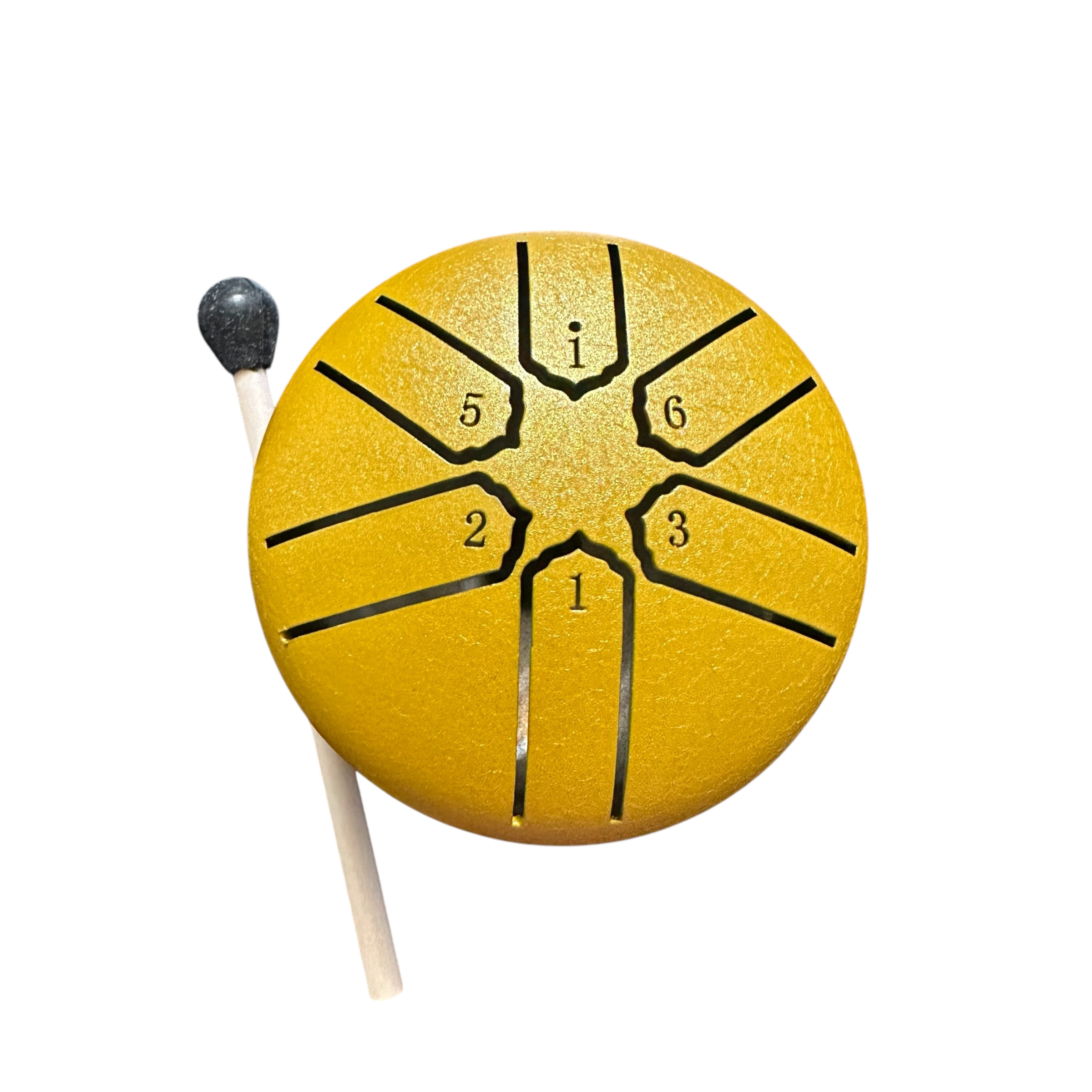 Mini Steel Rain Drum – 3-Inch Percussion Instrument with Mallet (Yellow)