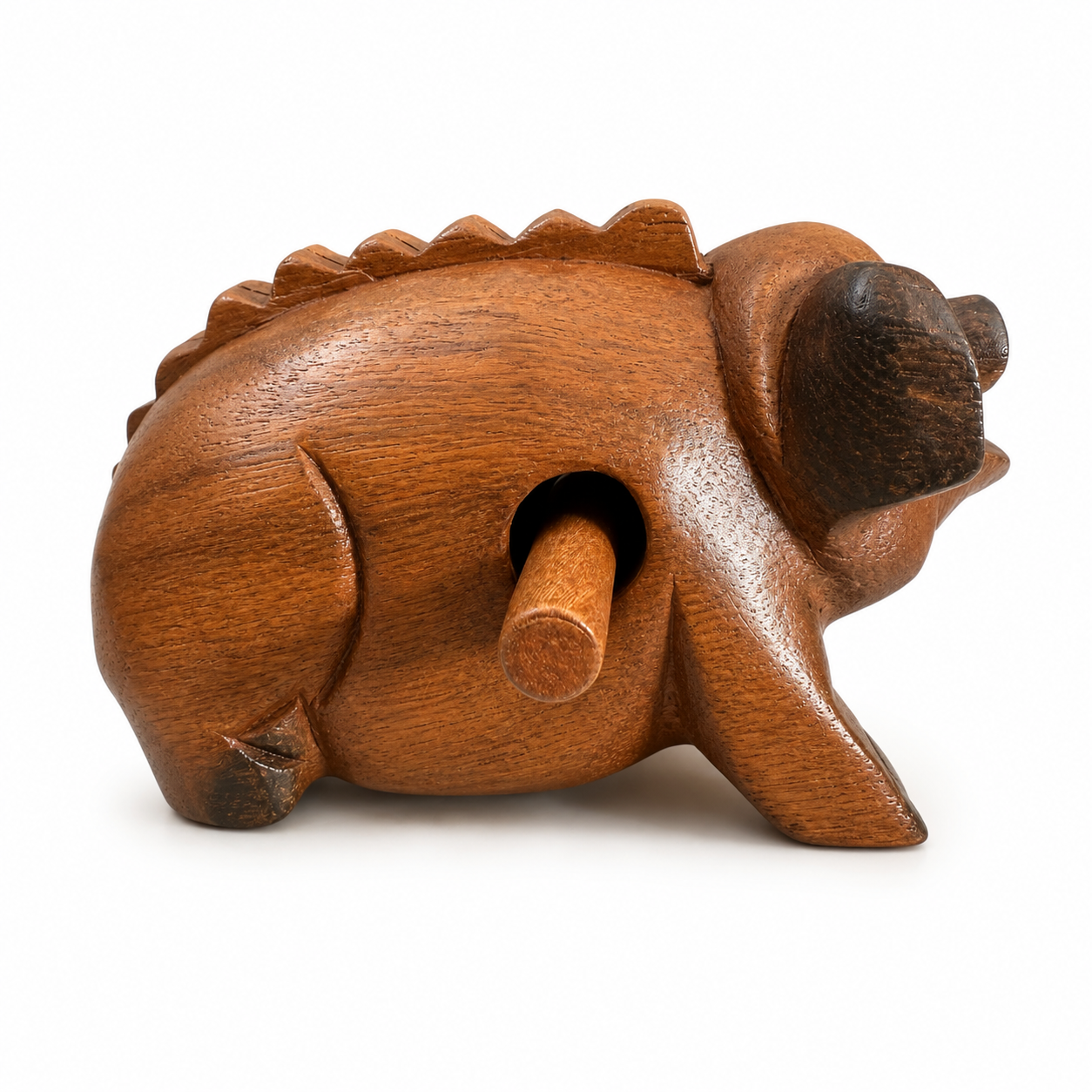 3" Dark Stained Pig wooden percussion instrument